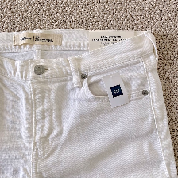 GAP 1969 Low Stretch Real Straight White Jeans, 27R - Picture 6 of 10